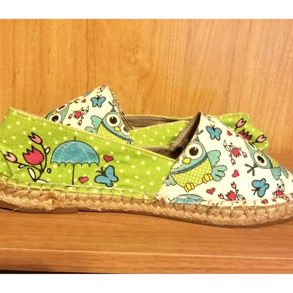 Cotto Owl Canvas Slip On Shoes Espadrille Flats Sz 8.5 Euro 40 Green - Picture 7 of 14